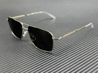 Pre-owned Montblanc Mont Blanc Mb0278s 001 Silver Grey Men's 56 Mm Extra Large Sunglasses In Gray