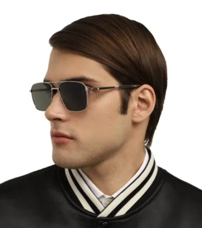 Pre-owned Montblanc Mont Blanc Mb0278s-001 Silver Silver Grey Sunglasses