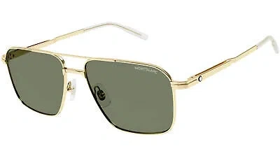 Pre-owned Montblanc Mont Blanc Mb0278s-002 Gold Gold Green Sunglasses
