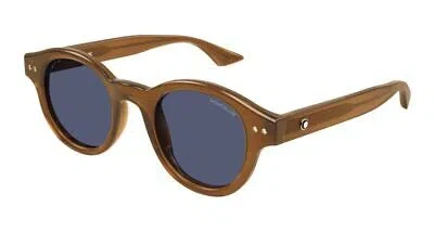 Pre-owned Montblanc Mont Blanc Mb0287s-003 Brown Sunglasses In Blue