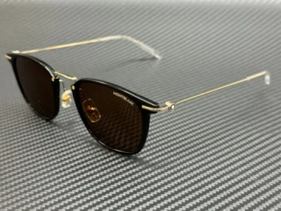 Pre-owned Montblanc Mont Blanc Mb0295s 001 Black Brown Men's 49 Mm Sunglasses