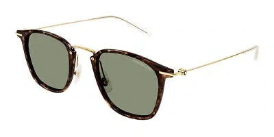 Pre-owned Montblanc Mont Blanc Mb0295s-002 Havana Gold Green Sunglasses