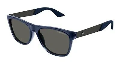 Pre-owned Montblanc Mont Blanc Mb0298s-002 Blue Sunglasses In Gray