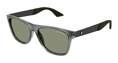 Pre-owned Montblanc Mont Blanc Mb0298s-003 Grey Sunglasses In Green