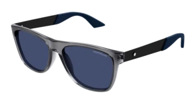 Pre-owned Montblanc Mont Blanc Mb0298s-004 Grey Black Sunglasses In Blue