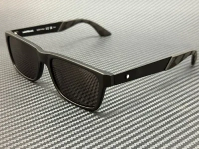 Pre-owned Montblanc Mont Blanc Mb0299s 001 Matte Black Grey Men's Medium 54 Mm Sunglasses In Gray