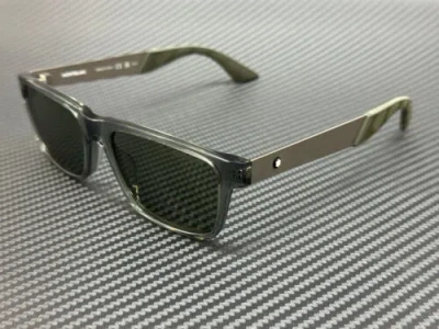 Pre-owned Montblanc Mont Blanc Mb0299s 003 Grey Green Men's Medium 54 Mm Sunglasses