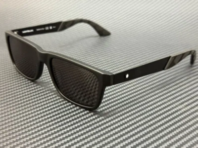 Pre-owned Montblanc Mont Blanc Mb0299s 005 Matte Black Grey Men's Medium 56 Mm Sunglasses In Gray