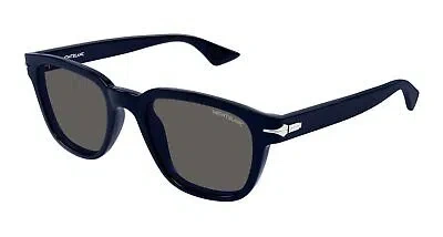 Pre-owned Montblanc Mont Blanc Mb0302s-004 Blue Sunglasses In Gray