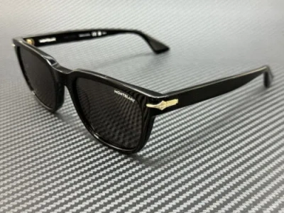 Pre-owned Montblanc Mont Blanc Mb0302s 006 Black Grey Men's 53 Mm Medium Sunglasses In Gray
