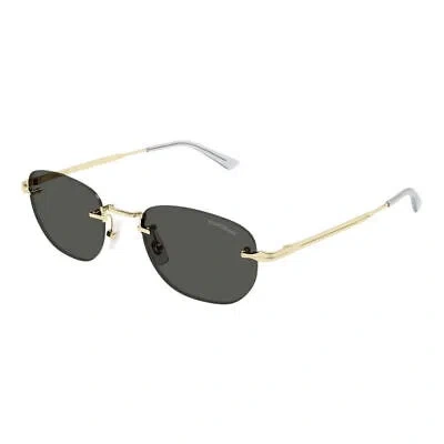 Pre-owned Montblanc Mont Blanc Mb0303s-001 Gold Sunglasses In Gray