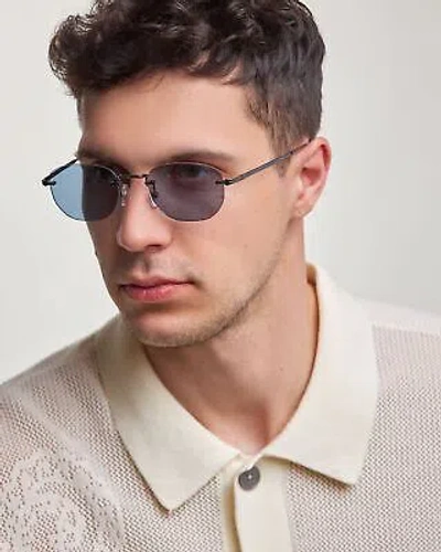 Pre-owned Montblanc Mont Blanc Mb0303s-002 Ruthenium Sunglasses In White