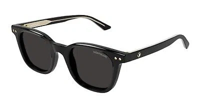Pre-owned Montblanc Mont Blanc Mb0320s-001 Black Sunglasses In Gray