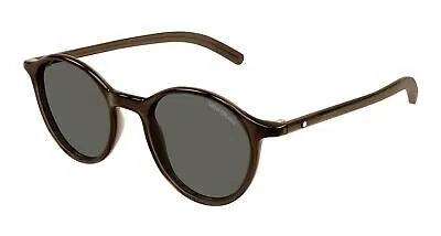 Pre-owned Montblanc Mont Blanc Mb0324s-002 Brown Sunglasses In Gray