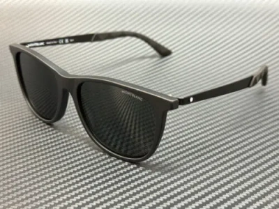 Pre-owned Montblanc Mont Blanc Mb0330s 001 Matte Black Grey Men's 56 Mm Sunglasses In Gray