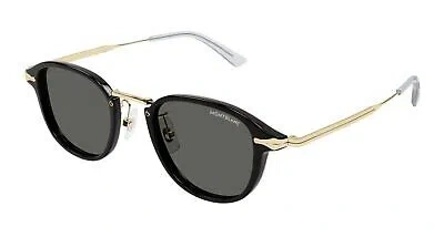 Pre-owned Montblanc Mont Blanc Mb0336s-001 Black Gold Sunglasses In Gray