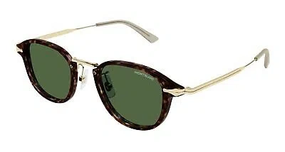 Pre-owned Montblanc Mont Blanc Mb0336s-002 Havana Gold Sunglasses In Green