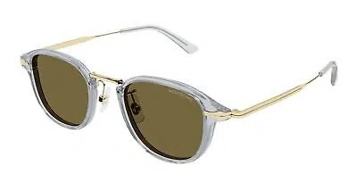 Pre-owned Montblanc Mont Blanc Mb0336s-003 Grey Gold Sunglasses