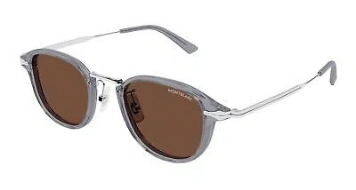 Pre-owned Montblanc Mont Blanc Mb0336s-004 Grey Silver Sunglasses