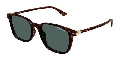 Pre-owned Montblanc Mont Blanc Mb0338s-002 Havana Sunglasses In Green