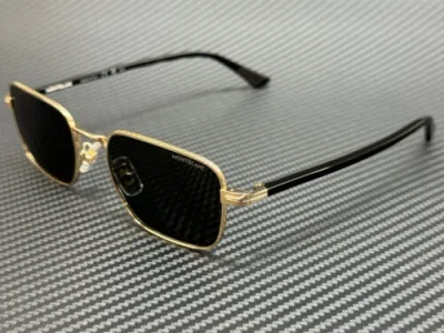 Pre-owned Montblanc Mont Blanc Mb0339s 001 Gold Black Smoke Unisex 53 Mm Sunglasses