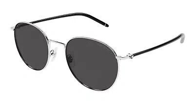 Pre-owned Montblanc Mont Blanc Mb0343sa-001 Silver Sunglasses In Gray