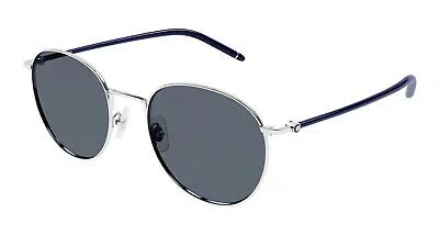 Pre-owned Montblanc Mont Blanc Mb0343sa-004 Silver Sunglasses In Gray