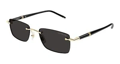 Pre-owned Montblanc Mont Blanc Mb0344s-001 Gold Black Grey Sunglasses In Gray