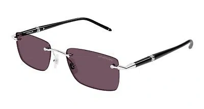 Pre-owned Montblanc Mont Blanc Mb0344s-002 Silver Sunglasses In Purple