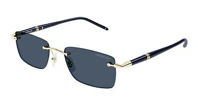 Pre-owned Montblanc Mont Blanc Mb0344s-003 Gold Blue Sunglasses