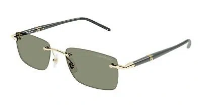 Pre-owned Montblanc Mont Blanc Mb0344s-005 Gold Sunglasses In Green