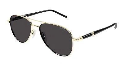 Pre-owned Montblanc Mont Blanc Mb0345s-001 Gold Black Grey Sunglasses In Gray
