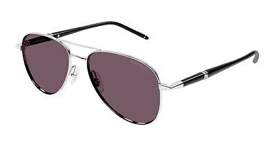 Pre-owned Montblanc Mont Blanc Mb0345s-002 Silver Sunglasses