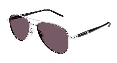 Pre-owned Montblanc Mont Blanc Mb0345s-002 Silver Sunglasses In Purple