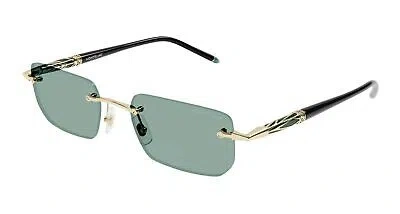 Pre-owned Montblanc Mont Blanc Mb0348s-002 Gold Black Sunglasses In Green