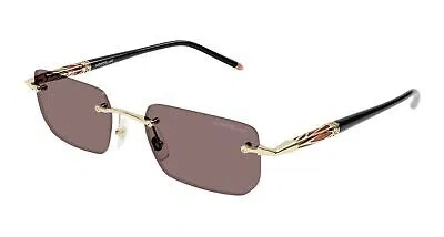 Pre-owned Montblanc Mont Blanc Mb0348s-003 Gold Black Sunglasses In Brown