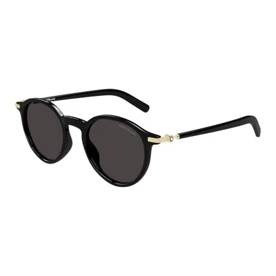 Montblanc Black-gold-grey Injected Sunglasses