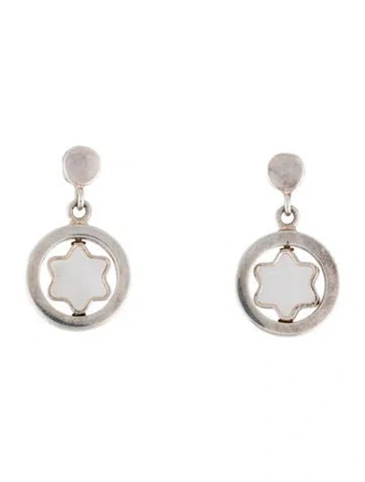 Pre-owned Montblanc Mother Of Pearl Star Drop Earrings In Multicolor