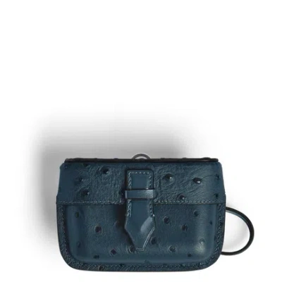 Montblanc Nib Accessory Case With Strap In Ostrich-embossed Leather In ["blue"]