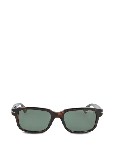 Montblanc Nib Rectangle-frame Sunglasses In Brown