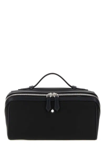 Montblanc Logo-plaque Top-handle Wash Bag In Black