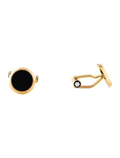 Pre-owned Montblanc Onyx Cufflinks In Black
