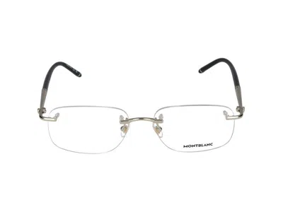 Montblanc Tortoiseshell Rectangular Glasses In Transparent