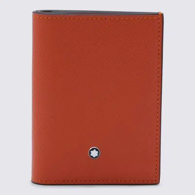 Montblanc Orange Leather Wallet In Brown