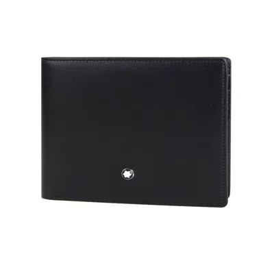 Pre-owned Montblanc Original  Meisterstück Leather Card Holder Wallet Purse Men 14 Pockets In Black