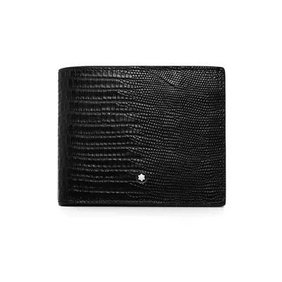 Pre-owned Montblanc Original  Meisterstück Leather Men's Card Holder Bifold Wallet Purse In Black