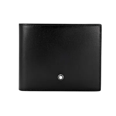 Pre-owned Montblanc Original  Meisterstück Natural Leather Card Holder Wallet Purse Men 12c In Black