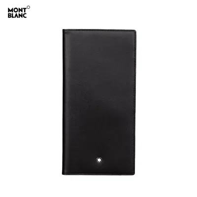 Pre-owned Montblanc Original  Meisterstuck Natural Leather Long Vertical Wallet Purse Men In Black