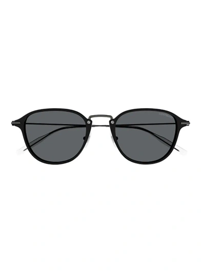 Montblanc Oval Frame Sunglasses In Black