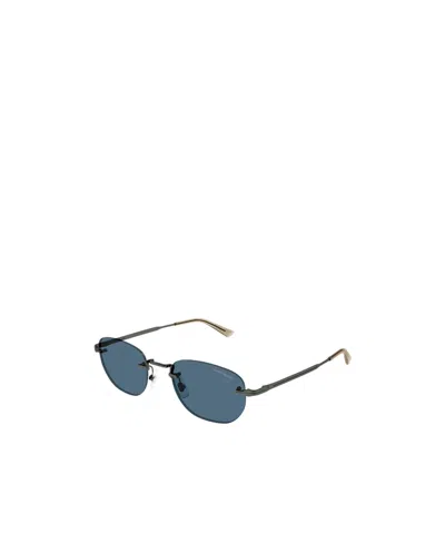 Montblanc Oval Frame Sunglasses In Blue